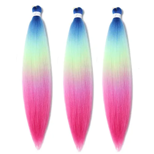 Miniatura 40 de Extensiones de cabello trenzado morado preestiradas, 20 pulgadas, 2 piezas de cabello sintético trenzado para niñas y mujeres, fiesta, disfraz