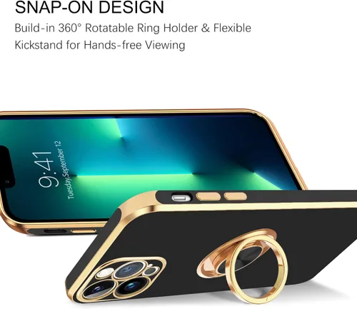 Miniatura 7 de BENTOBEN Funda para iPhone 13 Pro, iPhone 13 Pro, ajuste delgado, soporte de anillo de 360°, atril, soporte magnético para automóvil, soporte