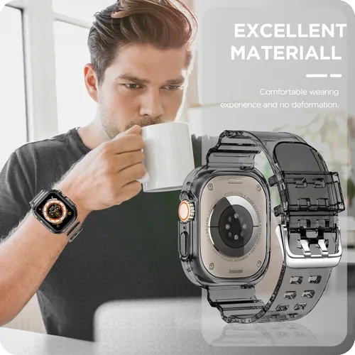 Miniatura 7 de DABAOZA - Correa compatible con Apple Watch de 49 mm, 46 mm, 45 mm, 44 mm, 42 mm, 41 mm, 40 mm, 38 mm, con protector, correa de TPU brillante