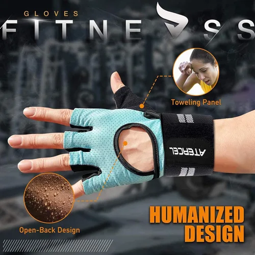 Miniatura 2 de ATERCEL Guantes de entrenamiento transpirables con soporte de muñeca para gimnasio, ejercicio, dominadas, súper ligeros para hombres y mujeres