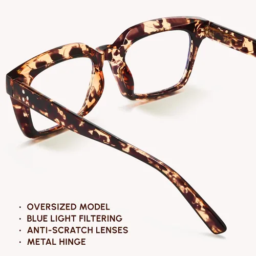 Miniatura 3 de IBOANN Gafas de luz azul de gran tamaño para mujer, gafas de moda funky con aspecto preppy, reducen la fatiga de la pantalla, gafas de computadora