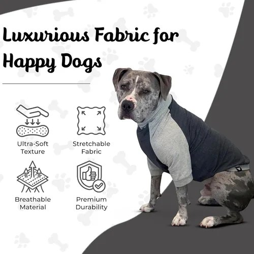 Miniatura 5 de Tooth & Honey Camisa para perros grandes, transpirable, de algodón y elastano, con cobertura completa debajo del vientre, para aliviar alergias