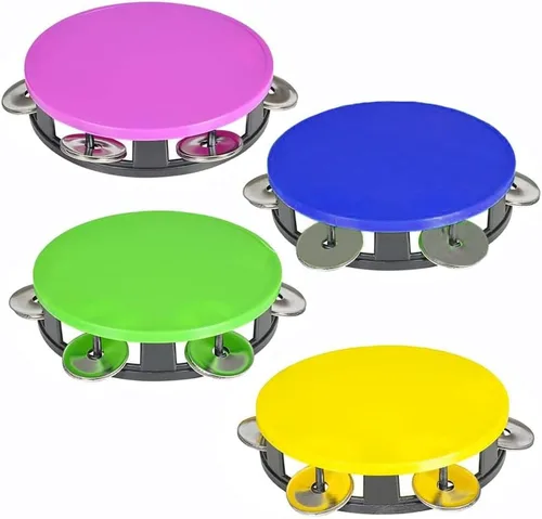 Miniatura 2 de The Dreidel Company Panderetas para niños, pandereta de 5.5 pulgadas de colores surtidos, anillo de metal Jingles de percusión musical educativo