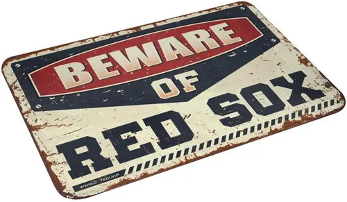 Miniatura 2 de Interesante felpudo de entrada Beware of Red Sox Alfombra Patio Bar Accesorios Exterior Otoño Decoración (Talla: 65X90CM)