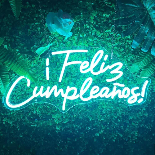 Miniatura 8 de Cartel de neón LED de Feliz Cumpleaños, más grande para decoración de pared con modulador de luz de cadena USB, reutilizable, letrero LED