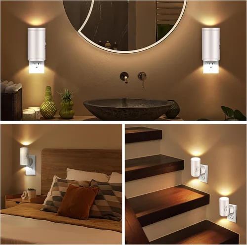 Miniatura 3 de Luz nocturna LED de pared enchufable con regulación de 0 a 300 lúmenes, blanco cálido de 2700 K, sensor de luz de encendido/apagado automático