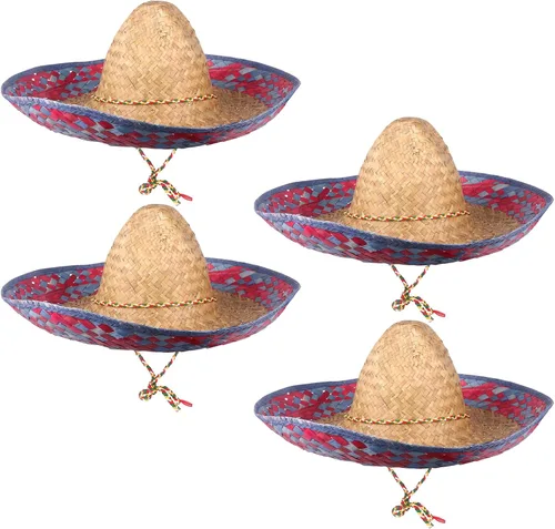 Miniatura 11 de DUNCHATY Sombrero para Fiesta Cinco de Mayo, decoraciones de fiesta temática mexicana - Sombrero de paja para adultos
