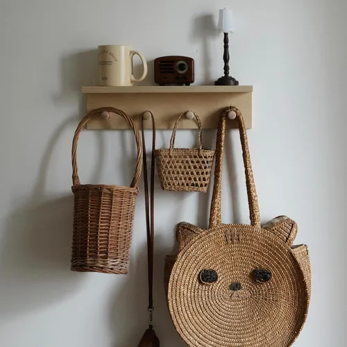 Miniatura 4 de Perchero de entrada, ganchos para abrigos, perchero de ganchos de madera montado en la pared, los estantes montados en la pared son muy adecuados