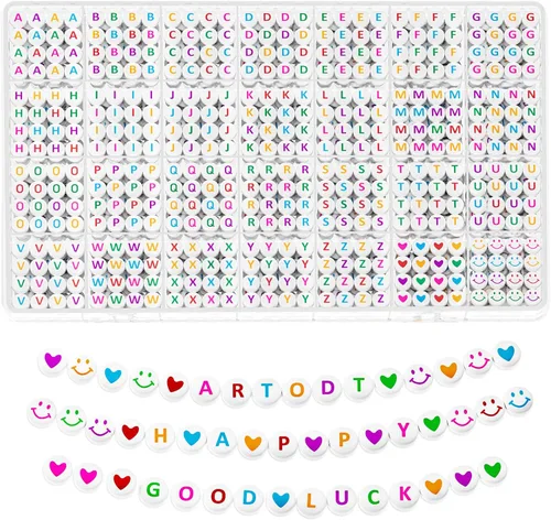 ARTDOT Kit de 1400 cuentas de letras para hacer pulseras de amistad, 28 estilos surtidos de suministros de fabricación de joyas, juego de cuentas