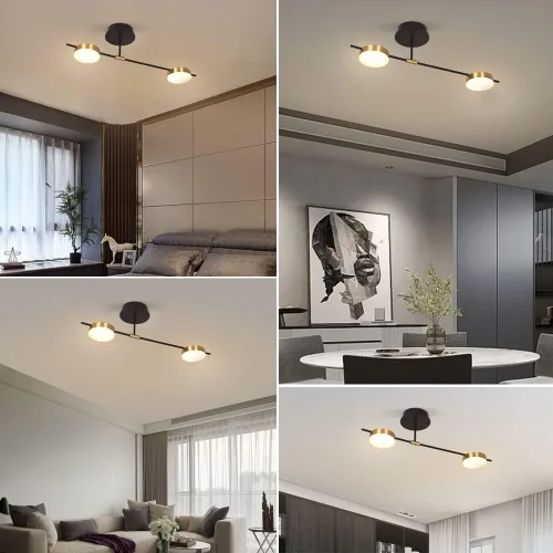 Miniatura 5 de Lámpara de techo moderna, 15 W, 2 luces, regulables, LED, luces de techo semiempotradas para comedor, cocina, sala de estar, dormitorio, oficina