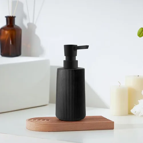 Miniatura 6 de Dispensador de Jabón de Vidrio para Baño, Dispensador de Jabón de 250ml/8.5oz para Cocina con Bomba, Dispensador de Jabón de Mano Estilo Rayas
