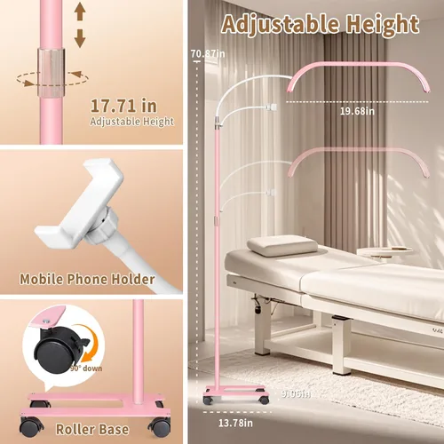 Miniatura 5 de HITTI Luz de Esteticistas, Luz Flexible de Cuello de Ganso para Pestañas para Técnicos de Pestañas, Luz LED de Media Luna con Soporte para Teléfono