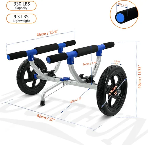 Miniatura 4 de Carrito de kayak, carrito de tabla de remo, carrito de kayak, canoa, dolly, SUP, portador con neumáticos sin aire
