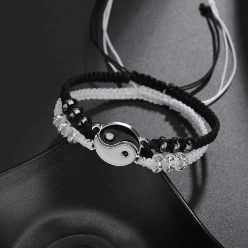 Miniatura 3 de Caiyao Pulseras para mejores amigos para 2 pulseras a juego de cuentas de piedra natural Yin Yang para mejor amiga, amistad, relación, novio, novia
