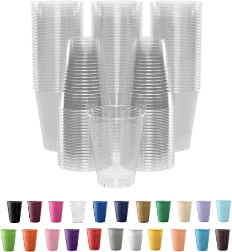 Miniatura 13 de Exquisitos vasos de plástico Party Solids de 12 onzas para suministros de fiesta, paquete de 50 vasos desechables amarillos de plástico, vasos