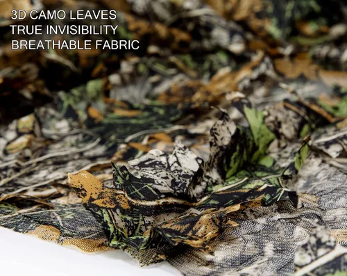 Miniatura 8 de Ginsco Poncho de camuflaje con hojas 3D Camoflage Woodland Cape ligero Ghillie traje para hombres, capucha Ghillie para caza de pavos, observación