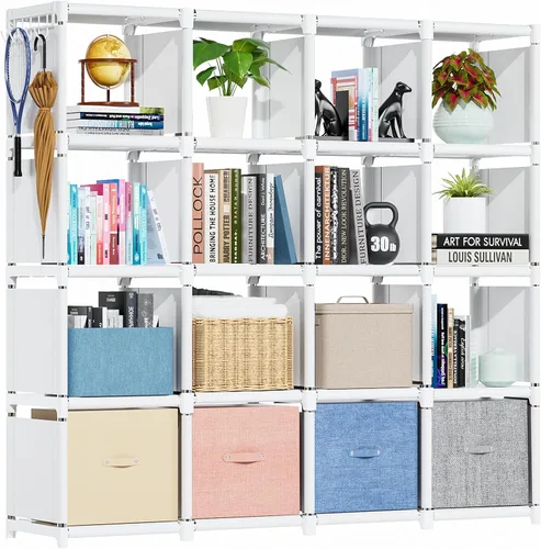 Miniatura 11 de Mavivegue Estante para Libros, Organizador de Almacenamiento de 9 Cubos, Estantería de Bricolaje, Estantería de Cubos de Metal, Estantería Alta