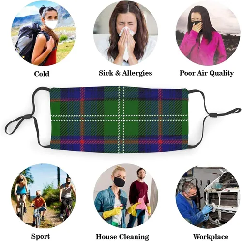 Miniatura 6 de Clan Sutherland Scottish Tartan Plaid Mascarilla reutilizable con filtro reemplazable activado polvo máscara