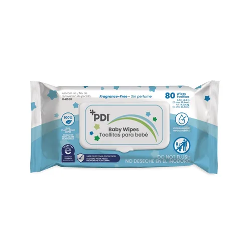 Miniatura 4 de PDI Toallitas para bebé, 960 unidades, hipoalergénicas, seguras para eccemas, sin fragancia, toallitas a base de plantas, tapa abatible, 12 paquetes