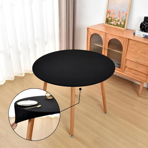 Miniatura 14 de Mantel ajustado blanco con elástico para mesas plegables de 48x48 pulgadas, manteles lavables y elásticos de elastano para mesas de cartas, manteles