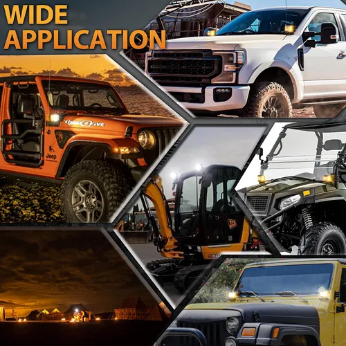 Miniatura 6 de Luces LED de cápsula de disparo lateral, luces de trabajo todoterreno de 4 pulgadas con DRL blanco y cubos LED de flash amarillo para camiones 4x4