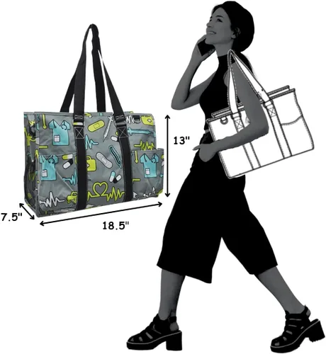 Miniatura 4 de Bolso de mano NGIL con cierre superior y bolsillos exteriores para mujeres trabajadoras, profesoras, enfermeras y madres, diseño en EE. UU