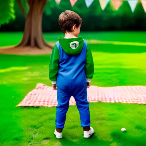 Miniatura 4 de Nintendo Super Mario Brothers Boys Long Sleeve Onesie Zip Coverall with Hoodie Mario & Luigi Cosplay Zip Up Onesie