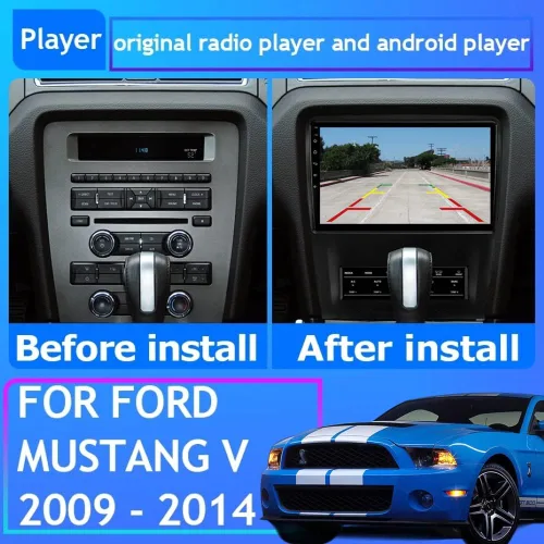 Miniatura 2 de Android 12 estéreo para Ford Mustang (2010-2014) Manual AC, pantalla IPS de 10 pulgadas 2G+32G Carplay inalámbrico incorporado/Android Auto Cámara