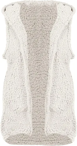 Miniatura 3 de Cárdigan largo con capucha para mujer, forro polar, bolsillo sólido, frente abierto, chaleco cómodo y elegante con capucha