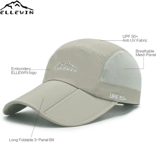 Miniatura 56 de ELLEWIN Gorra de béisbol unisex UPF 50 sin estructura, con pico grande y plegable