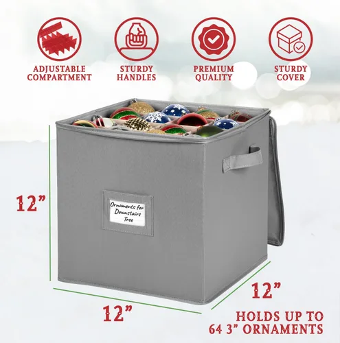 Miniatura 3 de HOLDN’ STORAGE Caja de almacenamiento para adornos navideños - Contenedores de almacenamiento para decoración navideña que guardan hasta 64 – 3” x