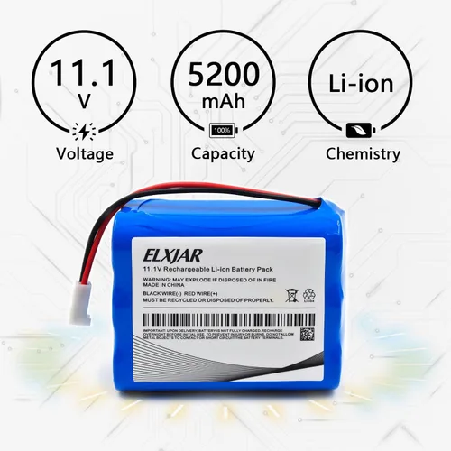 Miniatura 3 de Paquete de 2 baterías de repuesto de iones de litio de 11.1 V 5200 mAh con conector hembra MTA-100 de 2 pines, 6 celdas 18650, 100 W RAMP/Rib Bare