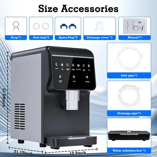 Miniatura 8 de Nugget - Máquina de hielo de pellets masticables de 66 libras/24 horas, almacenamiento de hielo integrado de 6 libras, función de autolimpieza