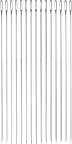 Miniatura 7 de HARFINGTON Agujas de rebordear 0.063 in de diámetro, agujas de coser rectas largas de acero inoxidable, agujas de coser de 4 pulgadas