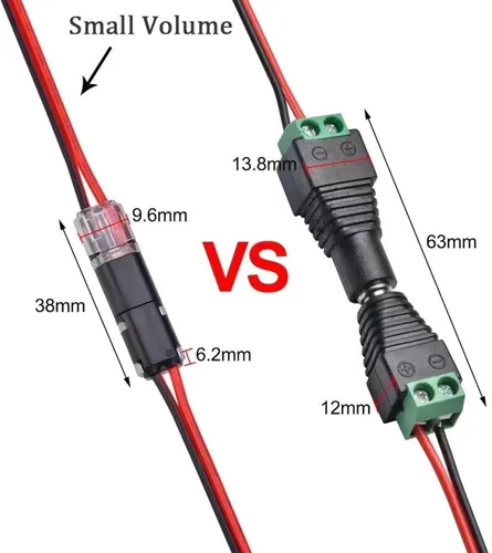 Miniatura 5 de Conectores de cable, conector de enchufe de doble cable, conector de cable de bajo voltaje, conectores eléctricos de tira de luz LED de 2 pines, sin