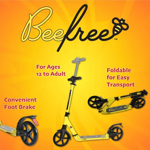 Miniatura 5 de Bee Free Patinete para niños, adolescentes y adultos, manubrio ajustable, construcción plegable, freno de pie trasero, suspensión antigolpes