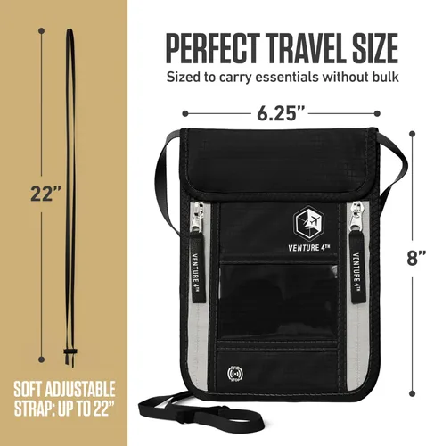 Miniatura 52 de Venture 4th bolsa de cuello de viaje con traba RFID, gris), V4-01-NP-GR