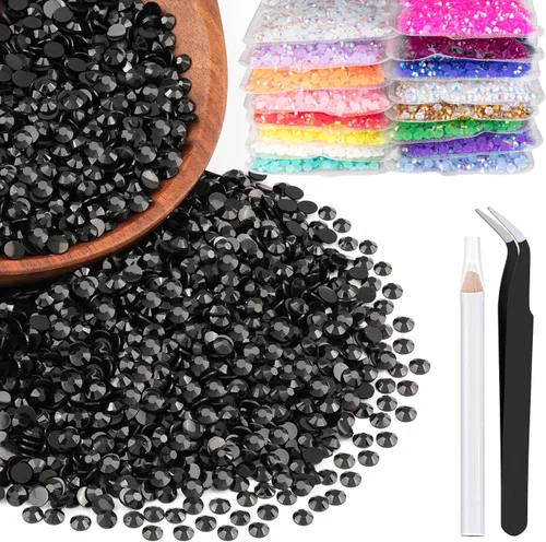 Miniatura 27 de 5000 piezas de diamantes de imitación de resina de 0.118 pulgadas a granel, color verde oscuro AB con parte trasera plana, diamantes de imitación