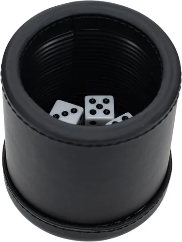 Miniatura 8 de WE Games Juego de dados de cuero negro profesional hecho a mano, viene con 5 dados de juego estándar y bolsa de tela, rodillo de dados