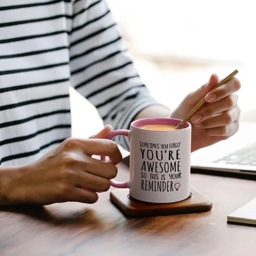 Miniatura 3 de YHRJWN - Taza de café Sometimes You Forget You're Awesome - Regalos inspiradores de amistad de cumpleaños para mujeres, compañeras de trabajo
