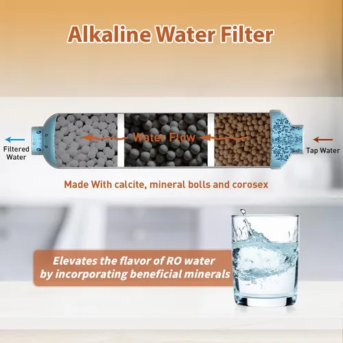 Miniatura 8 de PureDrop RTW5AK Sistema de filtro de agua de ósmosis inversa alcalina probado por SGS, sistema de filtración de agua RO de 6 etapas con pH+