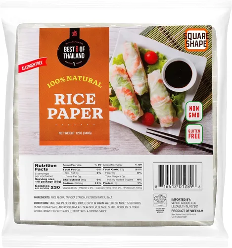 Miniatura 11 de Best of Thailand [Redonda] Envolturas de papel de arroz integral 1 paquete Perfectas para rollitos de primavera frescos y dumplings Sin OGM, sin