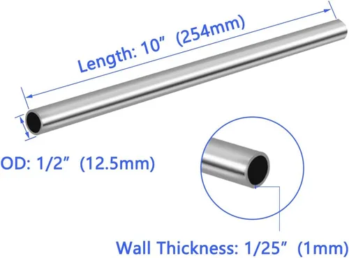 Miniatura 2 de Tubo de Acero Inoxidable 304 de 1/2" DE, Pared de Tubo Engrosada y Tubería Soldable, Tubo de Metal Redondo Tubo Recto Industrial de 10 pulgadas