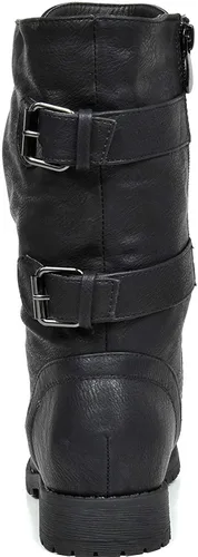 Miniatura 7 de DREAM PAIRS - Borceguí estilo militar para mujer con cordones a media pantorrilla para invierno