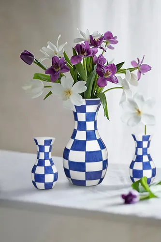 Miniatura 6 de Pequeño Jarrón Azul y Blanco, Pack de 2, Jarrón de Brotes de 6 Pulgadas de Cerámica, Jarrones Retro Chinoiserie para Decoración de Flores Frescas
