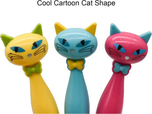 Miniatura 5 de 6 bolígrafos de gato genial, bolígrafos de gato de dibujos animados, bolígrafos novedosos de animales con 6 recambios de tinta negra para escuela