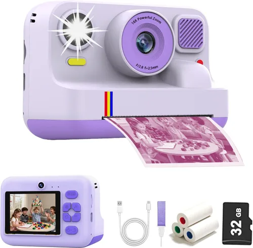 Miniatura 8 de Cámara de impresión instantánea para niños, cámaras de impresión digital instantánea HD 1080P