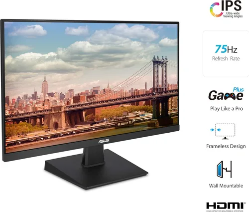 Miniatura 2 de ASUS Monitor de escritorio de 27 pulgadas, Full HD (1920 x 1080), IPS, 75Hz, sincronización adaptativa, HDMI, D-Sub, sin marco, VA27EHE