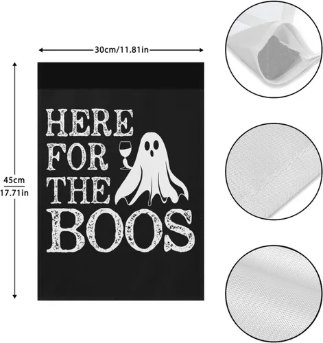 Miniatura 2 de Banderas de Halloween para patio, bandera de jardín The Boo Crew, bandera de jardín de doble cara, tamaño único, banderas retro para casa