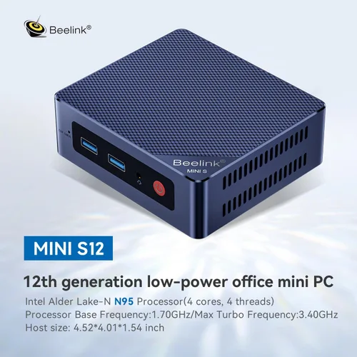 Miniatura 2 de Beelink MINI S12 Mini PC con procesador N95 (4C/4T), 8G DDR4/256G SSD 4K UHD, puertos Dual HDMI, WiFi5, BT4.2, LAN 2.5G, microcomputadora